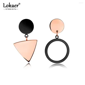 Boucles d'oreilles Lokaer Simple géométrique triangulaire rond femme en acier inoxydable gâteau asymétrique bijoux d'anniversaire E17089