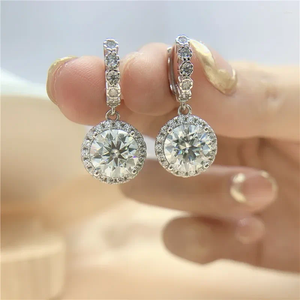 Pendientes de tuerca LORIELE, gota de moissanita auténtica para mujer, pendientes de diamantes brillantes, joyería de plata de ley S925 de 1 quilate, venta al por mayor GRA