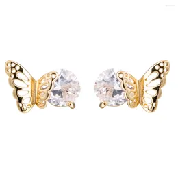 Boucles d'oreilles Love Annie CZ couleur or pour femmes, tendance, aile de papillon, Design creux, cadeau mignon pour filles