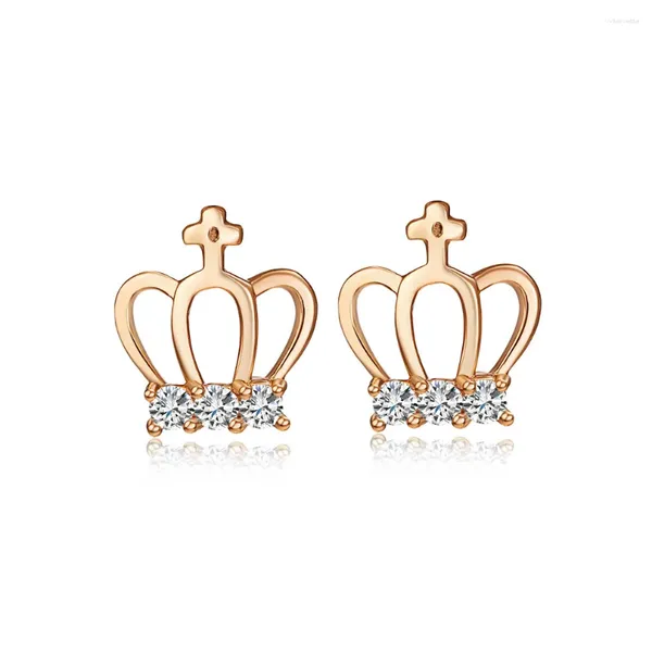 Boucles d'oreilles Love Annie Flower, jolie couronne, couleur or, Zircon, cadeau pour femmes et filles