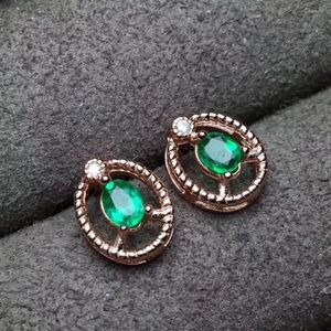 Stud -oorbellen Love Heart Earring Natural Emerald Real Original 925 Sterling Silver