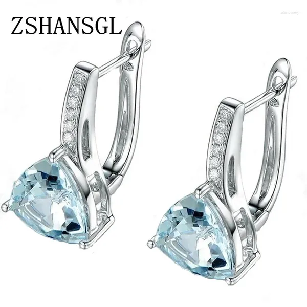 Pendientes De Botón Amor Corazón Azul Claro CZ Zircon Para Mujer Color Astilla Boda Joyería De Moda Regalos Para Ella