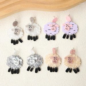 Boucles d'oreilles en forme de mouton en acrylique pour femmes et filles, bijoux de perçage colorés à la mode, cadeau de fête de mariage