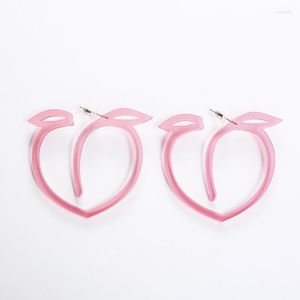 Boucles d'Oreilles Belle Conception Évider Rose Coeur/Pêche Acrylique Grand Exagéré Cool Mignon Pour Femme