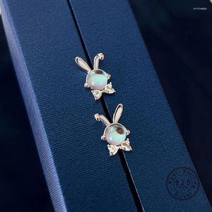 Boucles d'oreilles en pierre de lune pour femmes, bijoux en argent Sterling 925, nœud papillon exquis, cadeau de fête pour étudiantes