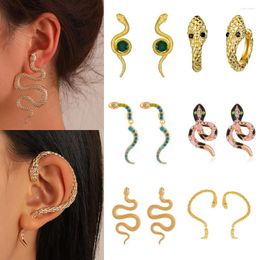 Stud Earrings Lovely Snake Shaped For Men Women Retro Inlaid Zircon Crystal Animal Pattern Ear Studs Jewelry Accessories Gift