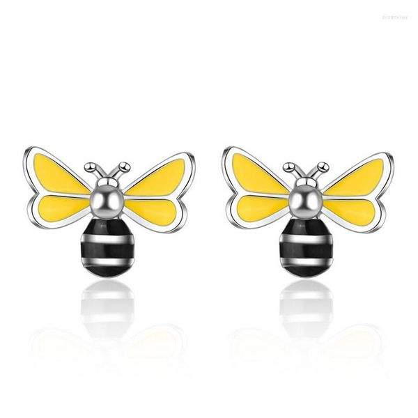 Pendientes de tuerca de resina epoxi con forma de abeja pequeña y amarilla, accesorios de joyería para fiestas, regalos para mujeres y niños