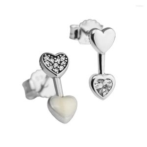 Boucles d'oreilles aimantes coeur avec bleu cz sterling-silver-jewelry pour femmes brinos brincos oorbellen Pendientes