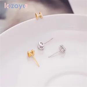 Stud Oorbellen Lozoya 925 Zilver Voor Vrouwen Mini Geometrische Letter H Studs Delicate Zirkoon Sieraden Accessoires CZ Oorbellen Piercing