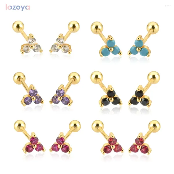 Pendientes Lozoya 925 Plata de Ley Claro Tres Perlas Piercing Zircon Charm Srud Pendiente Mujeres Moda Joyería Fina Clips Lujo