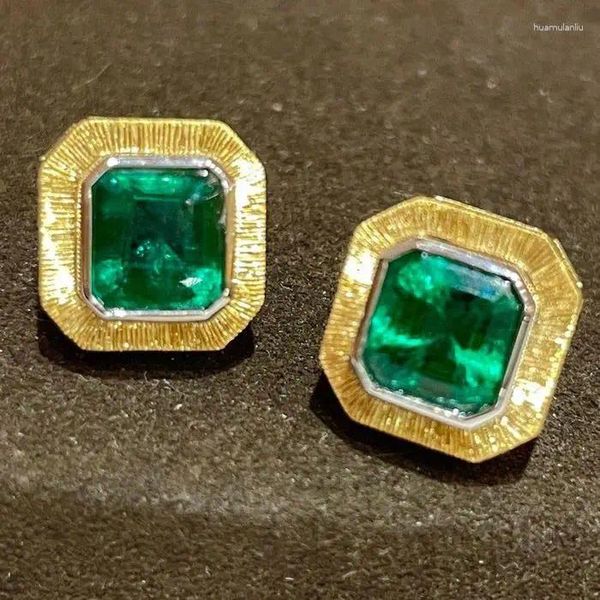 Boucles d'oreilles à tige en or jaune 18 carats AU750, bijoux fins, 2,53 ct, pierres précieuses émeraude naturelles, diamants pour femmes, cadeaux