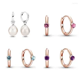 Boucles d'oreilles Style LR en argent, perle d'eau douce saupoudrée, adaptées aux femmes, or Rose, violet, bijoux cadeaux tendances