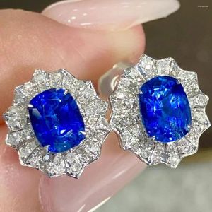 Stud Earrings LR2024 Sapphire 18 K Gouden sieraden Natuurlijk 2.27ct Royal Blue Gemstones for Women