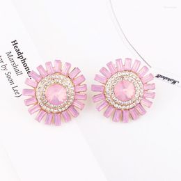 Boucles d'oreilles LUBOV 2023 Style coréen fleur de soleil opale de cristal doré femmes cadeaux de noël amicaux pour les filles