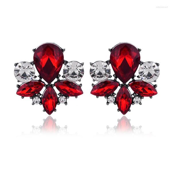 Boucles d'oreilles LUBOV jolie pierre de cristal colorée gros strass incrusté pour femmes filles Piercing cadeau de noël bijoux