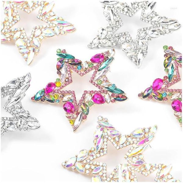 Pendientes de botón Lubov Star Metal Colorf Crystal Drop Accesorios de joyería de diamantes de imitación de moda de alta calidad para mujeres al por mayor D Dhgarden Dhdil