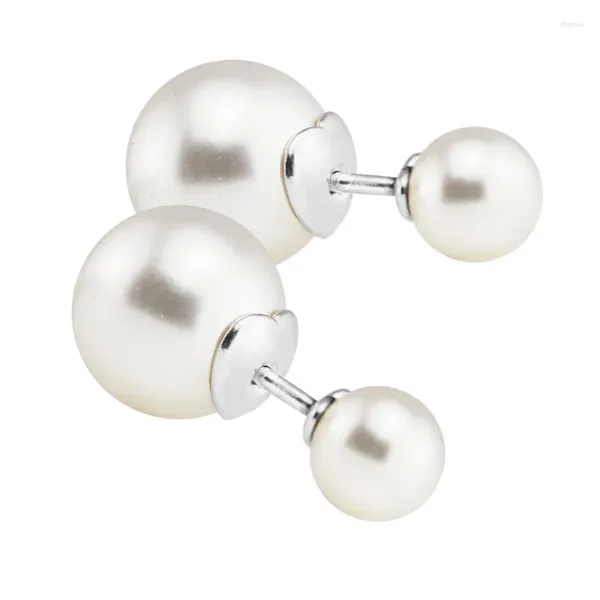 Boucles d'oreilles gouttes lumineuses, bijoux Boucle Oreille Femme Original en argent Sterling 925 blanc forme ronde perle pour femmes