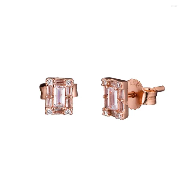 Boucles d'oreilles lumineuses en or Rose clair, bijoux CZ pour femmes, clous à la mode, cadeau élégant