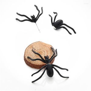 Stud Earrings LUOLER Fashion 1 Piece 3D Creepy Black Spider Ear For Women Unique Funny Punk Halloween Earring Gifts Jewelry