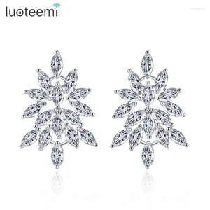 Boucles d'oreilles LUOTEEMI Marquise Brillant Zircon Cubique Élégant Clair Accessoires De Luxe Pour Mariage Anniversaire Bijoux Cadeau