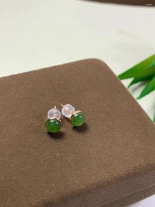 Pendientes LURESH Pendiente de Jade Natural Piedra Redonda Verde Manzana Gemas de Oro de 18k Regalo Personalizado Niña Mujer