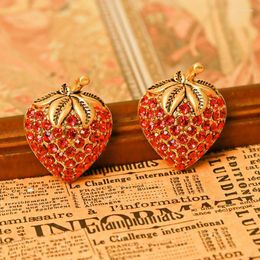 Boucles d'oreilles de luxe, bijoux en argent 925, aiguille fraise, ensemble délicat de haute qualité avec zircone rouge pour femmes