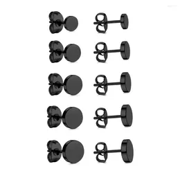 Stud-oorbellen luxukiskids groothandel 5pairs/veel zwarte kleur 4 mm-8 mm roestvrij staal voor vrouwen/mannen mode sieraden Brincos