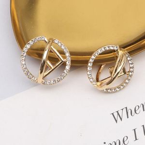 Oorknopjes Luxe Verguld Merkontwerpers Letters Stud Geometrisch Beroemde Vrouwen Rond Kristal Strass Parel Oorbel Bruiloft Feestsieraden