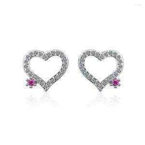 Pendientes de tuerca de lujo de 2mm D Color moissanita en forma de corazón para mujer, joyería Original de plata de ley 925 de alta calidad