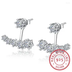 Boucles d'oreilles STAD Luxury 925 argent sterling six Claw Zirconia Back Fabrières à double face pour femmes S-E264