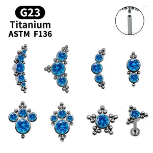 Boucles d'oreilles Stud Luxury Blue Gem G23 Titanium Crystal Zircon Ear Spiral Tragus Cartilage Piercing Bijoux Body Accessoires