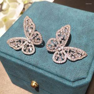 Stud -oorbellen luxe vlinder zirkoon bruids kubieke zirkonia bruiloft oorbel voor bruiden accessoires vrouwen feestavondjurk sieraden