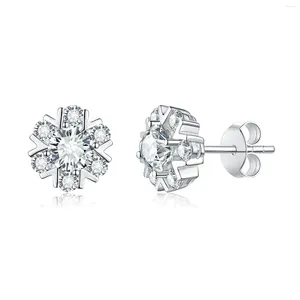 Boucles d'oreilles de luxe classiques en argent Sterling S925, forme de flocon de neige, couleur VVS1 D, diamant Moissanite 1 Carat, cadeau pour femmes