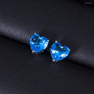 Boucles d'oreilles de luxe en forme de cœur coloré pour femmes, accessoires de bijoux de mariée en zircone cubique, CZ DUBAI, E0705