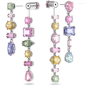 Boucles d'oreilles Design de luxe, grandes pierres précieuses en cristal, goutte d'oreille géométrique exagérée irrégulière longue pampille, boucle d'oreille pour fille