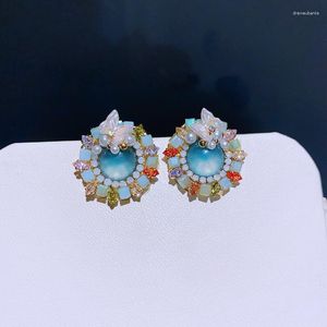 Boucles d'oreilles de luxe de styliste, cristal autrichien, résine, pierre ronde, bijoux faits à la main, accessoires pour femmes