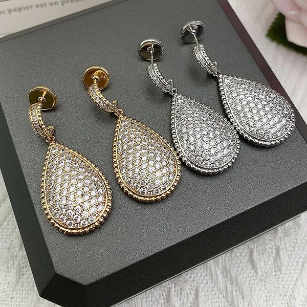 Boucles d'oreilles de luxe pour femmes, bijoux classiques en forme de grande goutte d'eau, de fête de mariage, de qualité supérieure pour dames