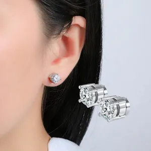 Boucles d'oreilles de luxe à la mode rondes CZ magnétiques sur clous d'oreilles non percés, bijoux pour femmes et hommes