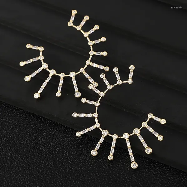 Boucles d'oreilles de luxe en forme de feu d'artifice, grand cercle pour femmes, mariage, Zircon cubique, cristal CZ, bijoux de mariée de dubaï, tendance, E1151