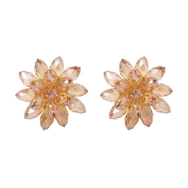 Pendientes de tuerca de lujo hechos a mano cuentas acrílicas para mujer diseño de moda tejido flor de cristal colgantes llamativos joyería