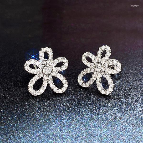 Boucles d'oreilles de luxe Marquise CZ pierre femmes pétale pour la fête 925 argent aiguille cadeau délicat éblouissant bijoux de mariage de dame