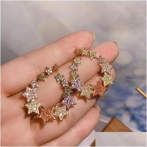 Boucles d'oreilles de luxe Mticolor Star pour femmes de mariage zircon cubique Dubai boucle d'oreille de mariée bijoux accessoires livraison directe Dhjf7