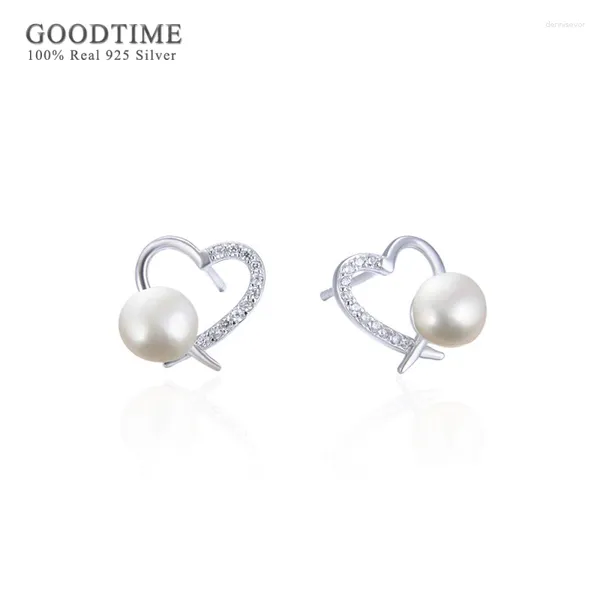 Boucles d'oreilles étalon boucles d'oreille de perle de luxe pour femmes pure 925 sterling coeur coeur hintestone Zircon Valentin Gift