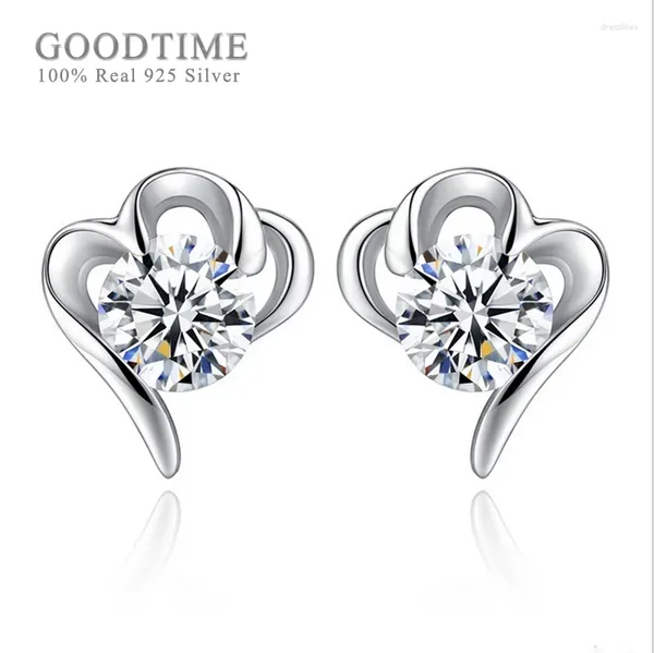 Boucles d'oreilles étalon luxe pure 925 argent sterling oreille à oreille coeur zircon bijoux pour la fête de mariage femme fille de la Saint-Valentin