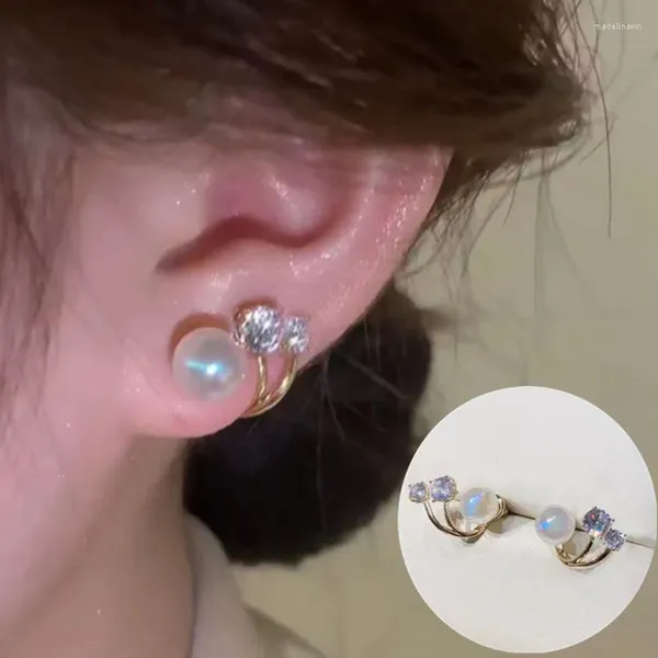 Pendientes de tuerca de cristal de perlas de imitación de lujo para mujer y niña, joyería de regalo de cumpleaños, accesorios de Dios para mujer