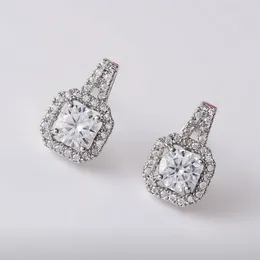 Boucles d'oreilles étalon de luxe carré autrichien claire 5a Zirconia cubique pour femmes mode 925 Silver fête des bijoux de mariage élégant