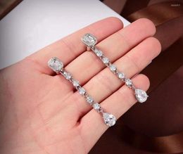 Stud -oorbellen luxe vrouwen diamantwater drop oorrel bruiloft zilveren zirkoon peer