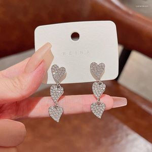 Boucles d'oreilles de luxe en Zircon, piercing en forme de cœur d'amour pour femmes et filles, cadeau de fête mignon, bijoux Y2K E921