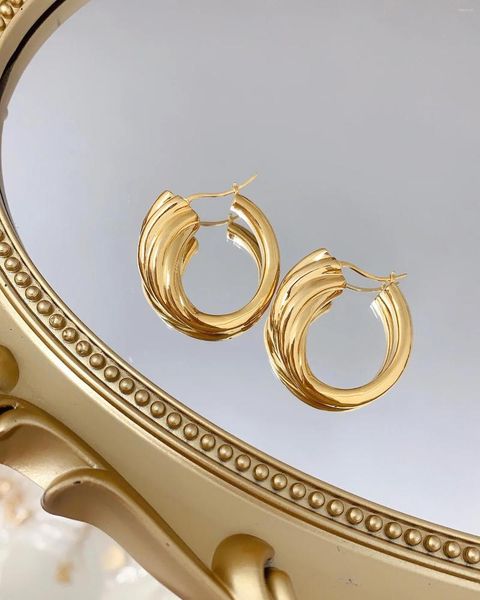 Boucles d'oreilles MADALENA SARARA en or jaune 18 carats pour femmes, multi-options, bijoux fins de Style français