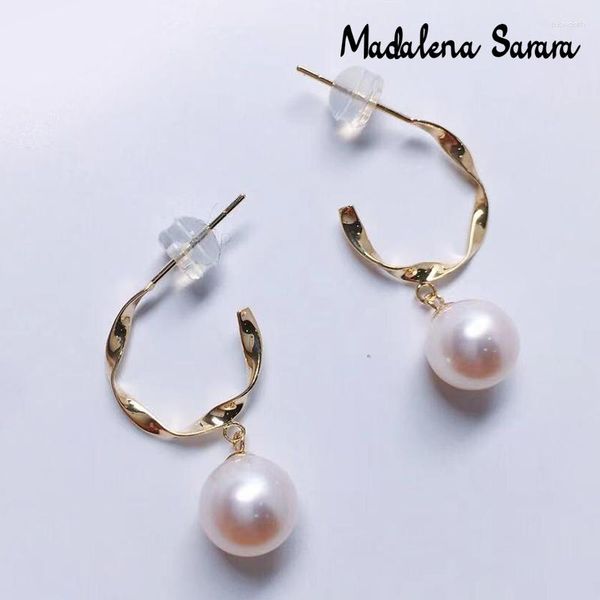 Pendientes de semental Madalena Sarara Pearl Akoya 18k Goldia de oro Simple Geométrico Au750 Mujeres PARA